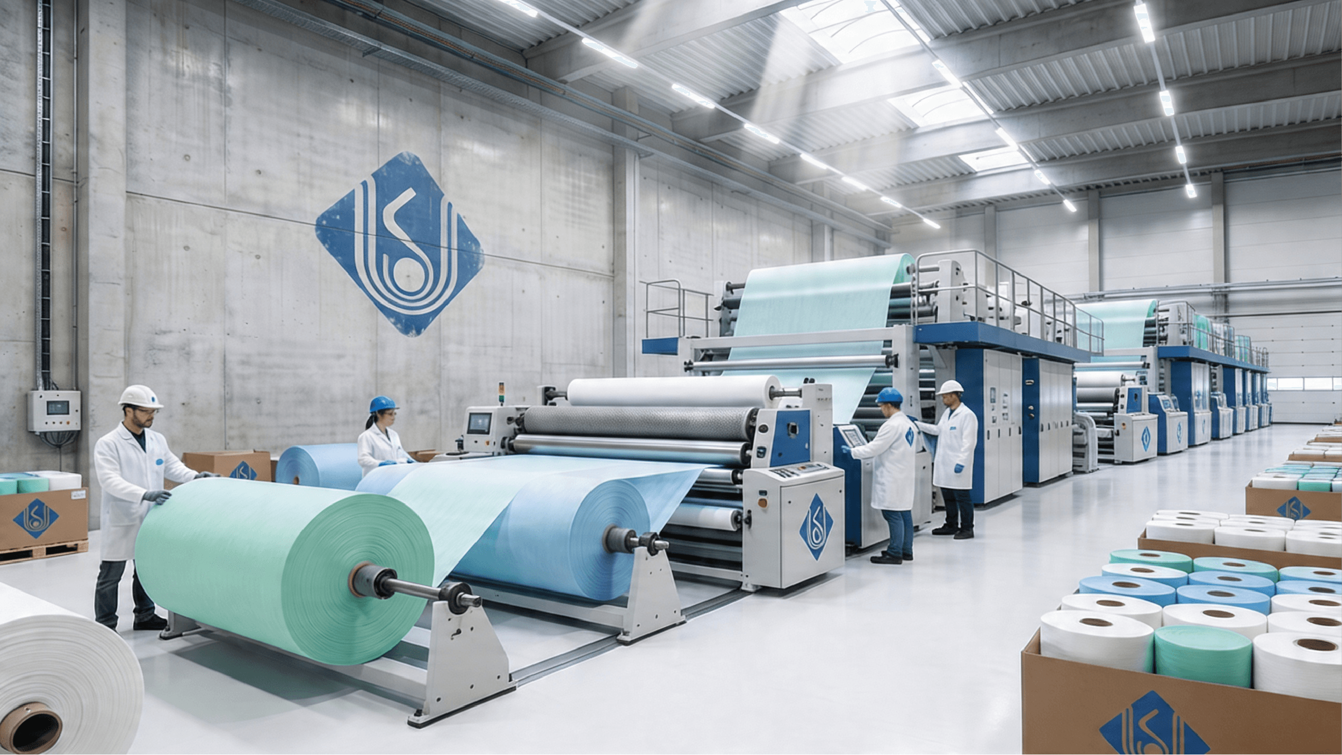 Industrial nonwoven production line and fiber texture